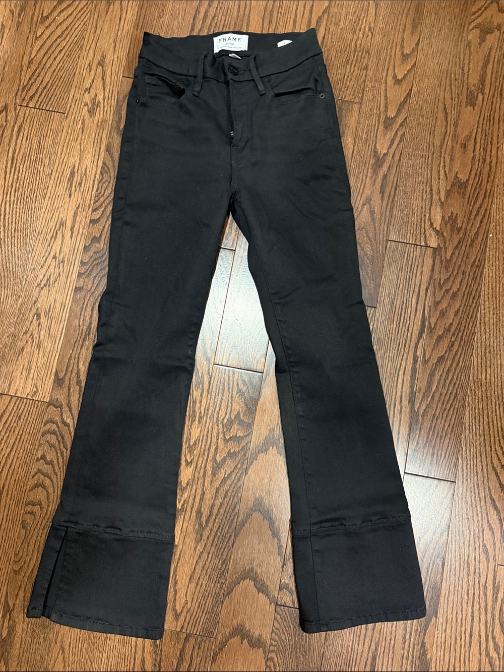 Frame Denim Black Cropped Flare Jeans